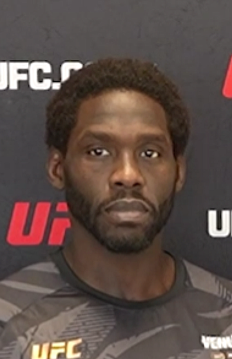 Jared Cannonier at a UFC press event ahead of his UFC Oklahoma City middleweight bout